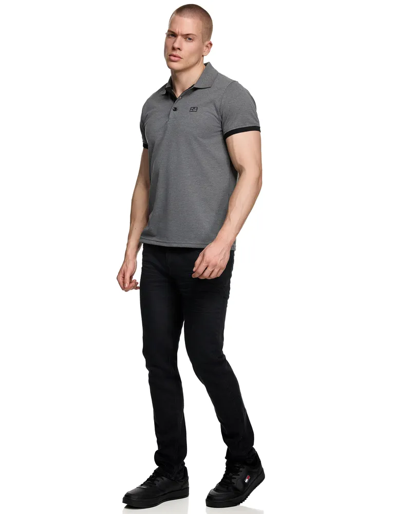Rusty Neal Kontrast Polo Pique Shirt Regular Fit Dunkelgrau