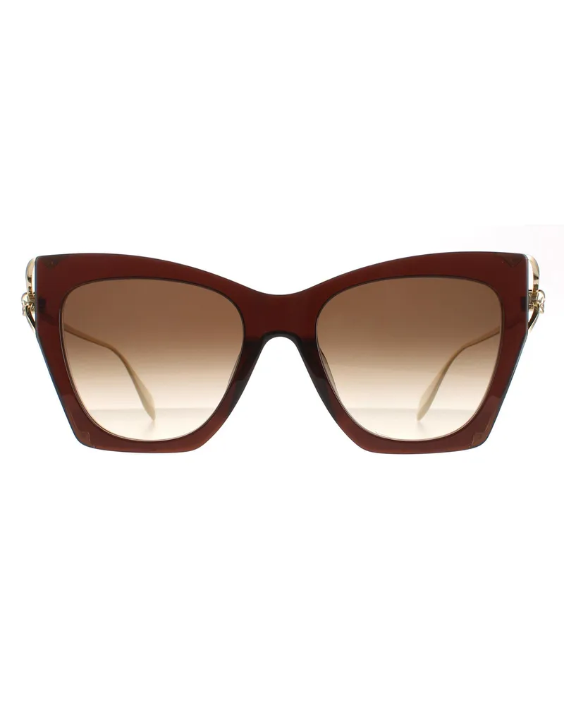 Alexander McQueen Cat Eye Womens Braun Gold Braun Gradient AM0375S Braun