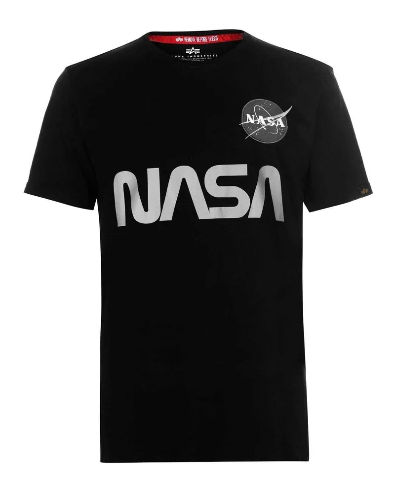 Alpha Industries T-Shirt für Herren, Reflektierend (Schwarz Schwarz