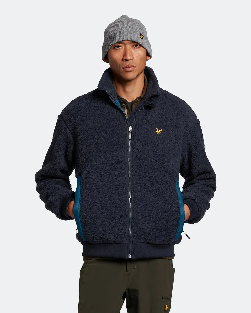Lyle & Scott Wendbare Jacke aus recyceltem Lammfell Marineblau