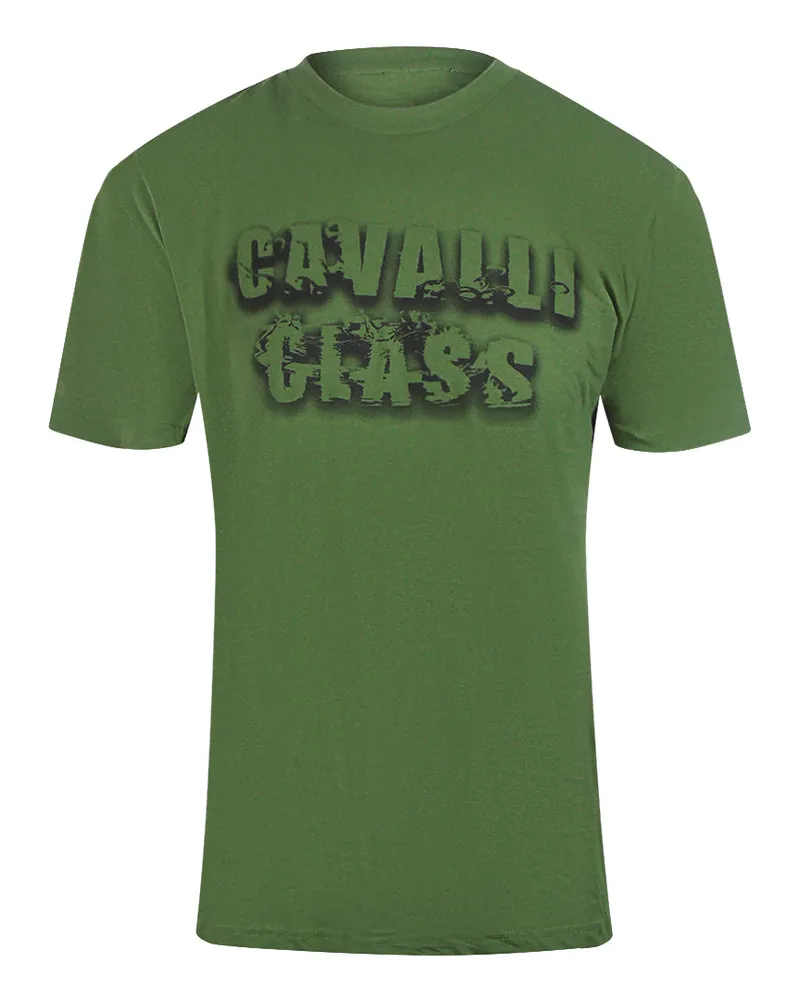 Roberto Cavalli T-shirt In Militärgrün Mit Auffälligem Logo In Rauchgrau Grün