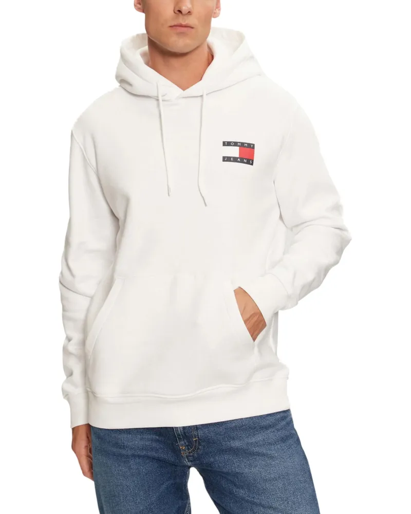 Tommy Hilfiger Logo Pullover Hoodie Weiß