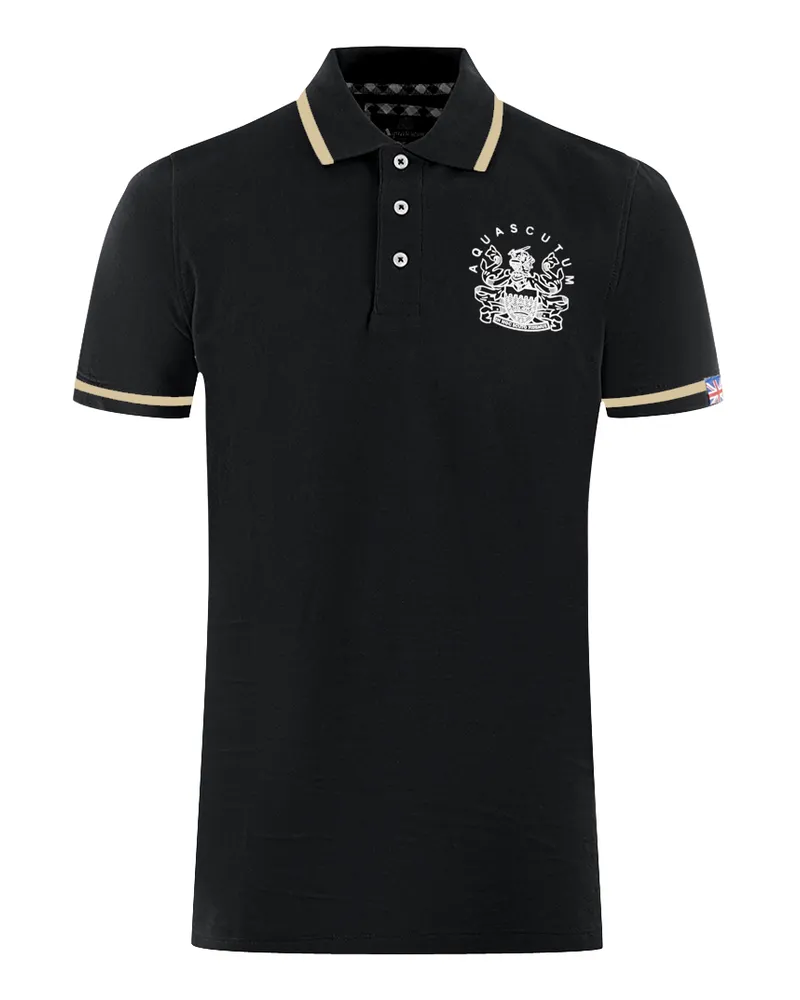 Aquascutum Aldis Schwarzes Polohemd mit Spitze Schwarz
