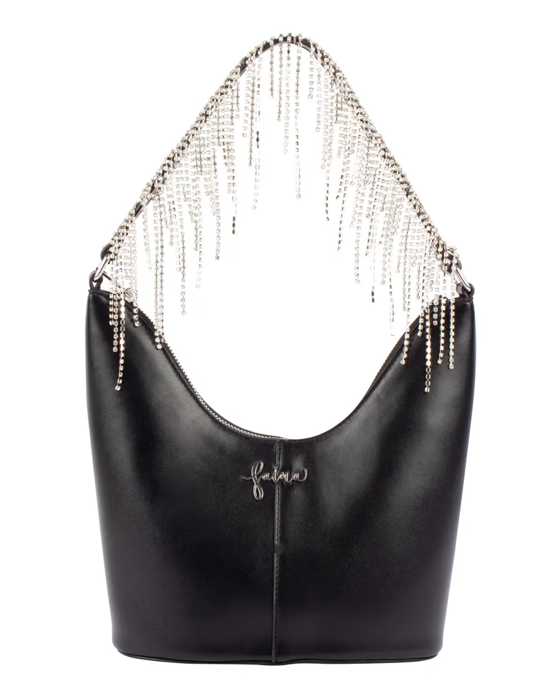 FAINA Abendtasche mit Kristallen Damen schwarz Schwarz