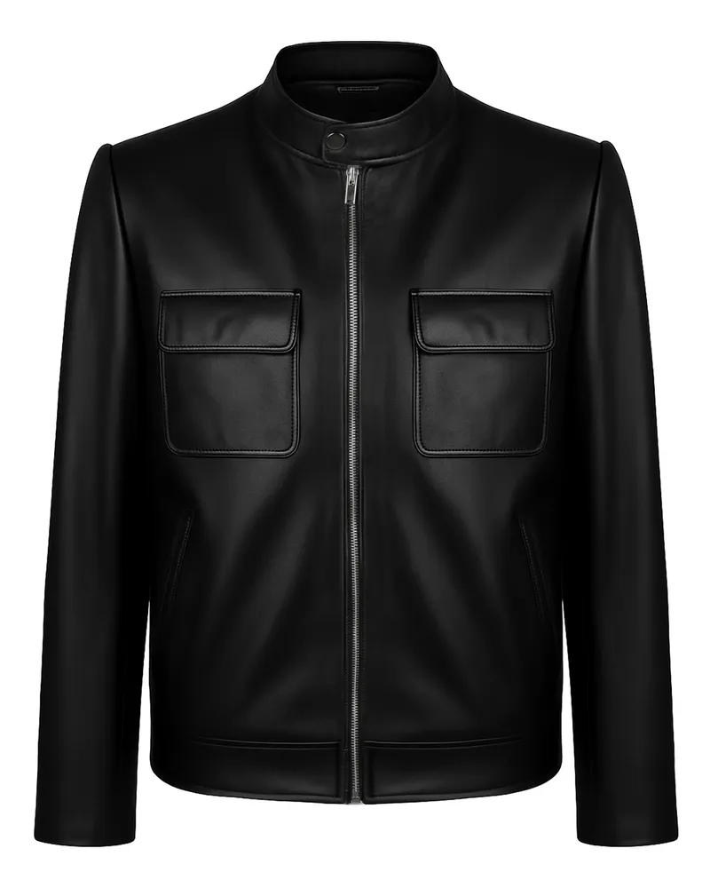 Felix Hardy Volllederjacke mit Reißverschluss - Schwarz Schwarz
