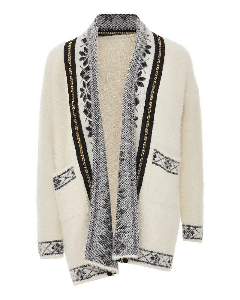 FAINA Strickjacke Damen Wollweiß Wollweiß