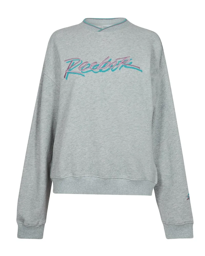 Reebok Kurzes Sweatshirt für Damen (Hellgrau meliert Hellgrau