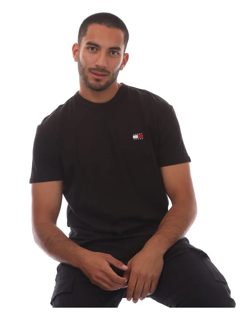 Tommy Hilfiger T-Shirt für Herren,Abzeichen (Schwarz Schwarz