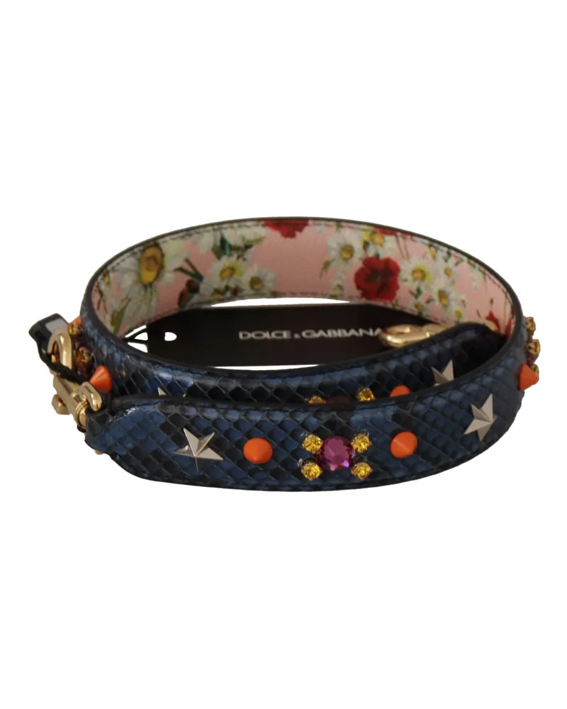 Dolce & Gabbana Elegante Blaue Pythonleder Tasche Damen Riemen Blau