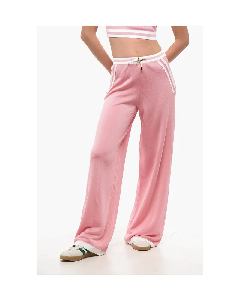 Balmain High-Waist-Freizeithose mit elastischem Bund in Pink Rosa