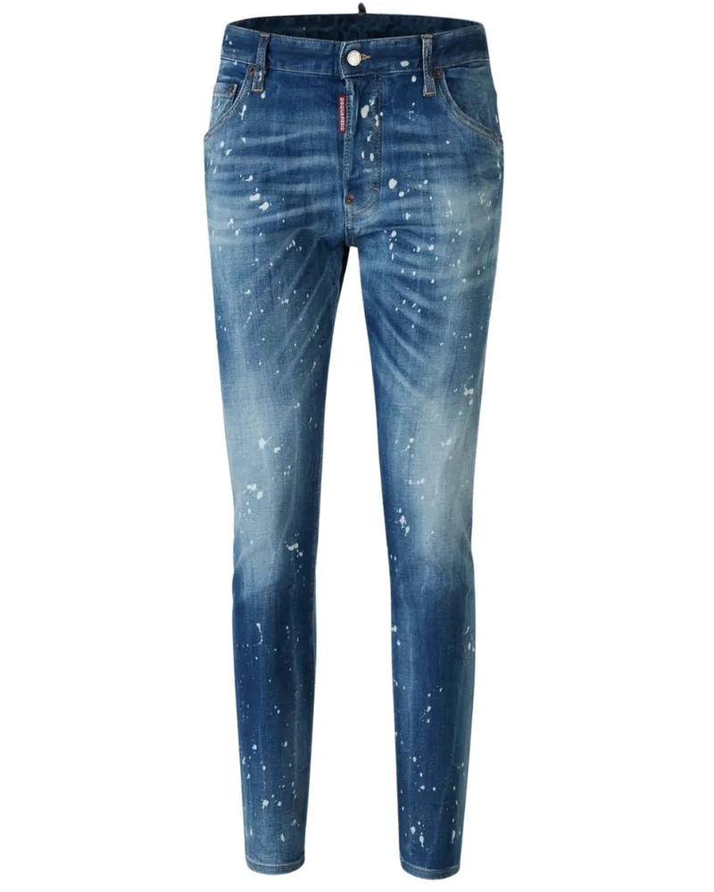 Dsquared2 Skater Jeans, Verwaschen, Gebleicht, Mit Splash-effekt, Blau Blau