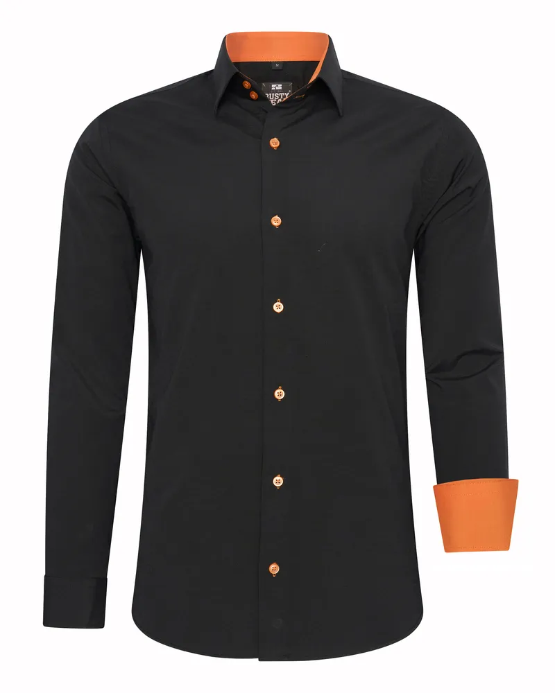 Rusty Neal Business Hemd S - 6XL Slim Fit Premium Cotton-Stretch Schwarz