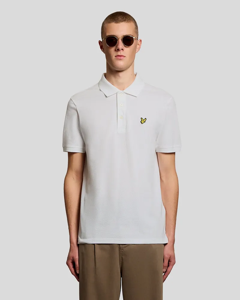 Lyle & Scott Strukturierter Jacquard-Polohemd Weiß