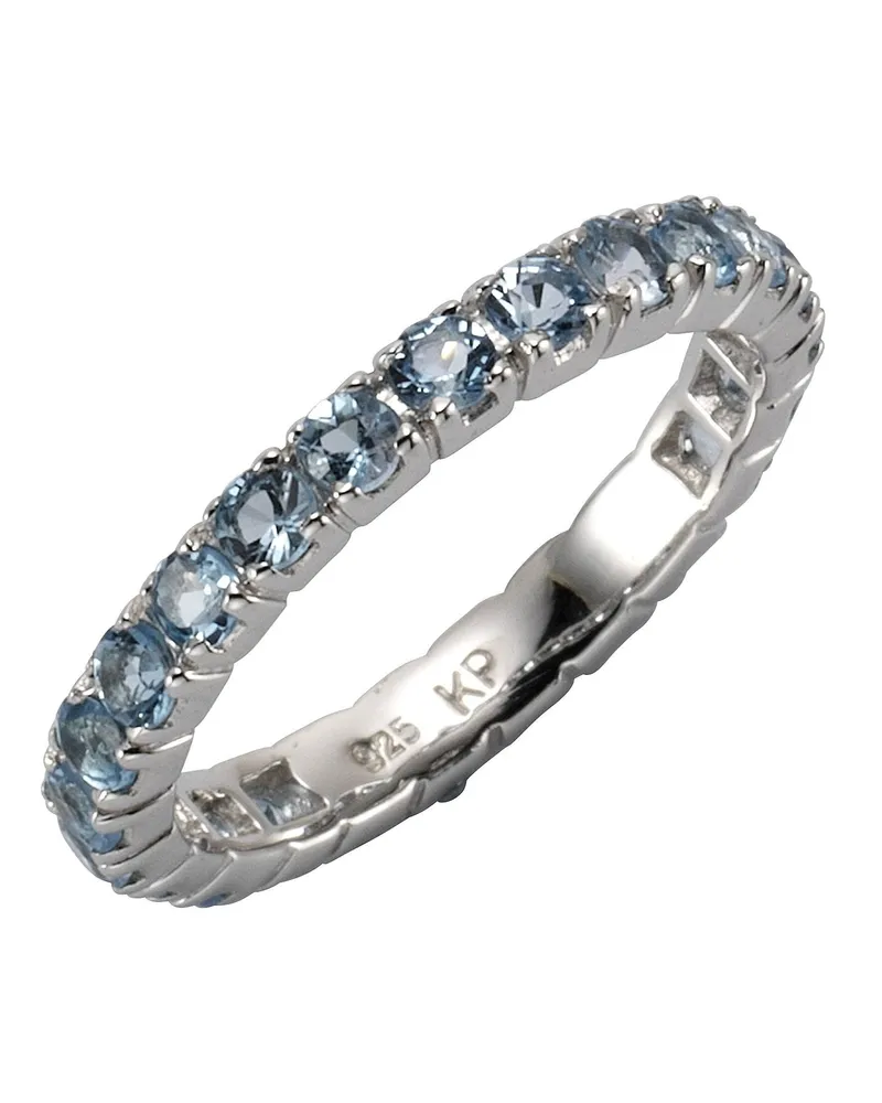 ZEEme Gemstones Ring Silber 925 rhodiniert mit 24x Blautopas (beh Silber