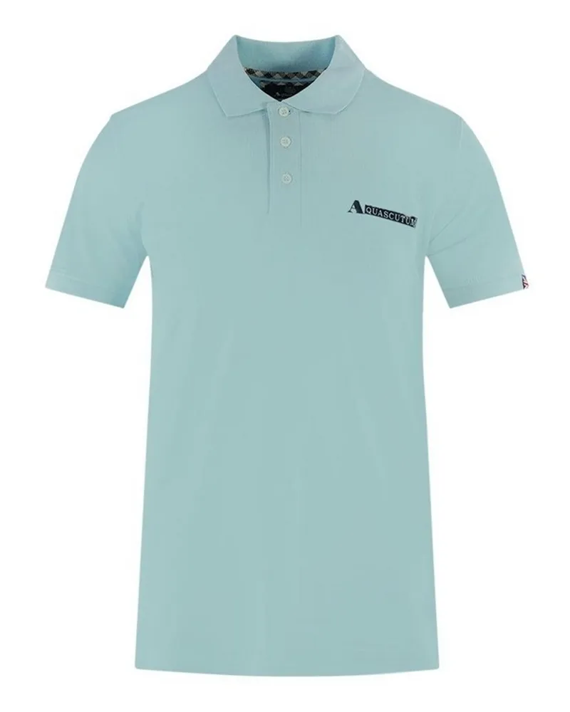 Aquascutum Herren Polo Shirt mit Box-Logo (Himmelblau Blau