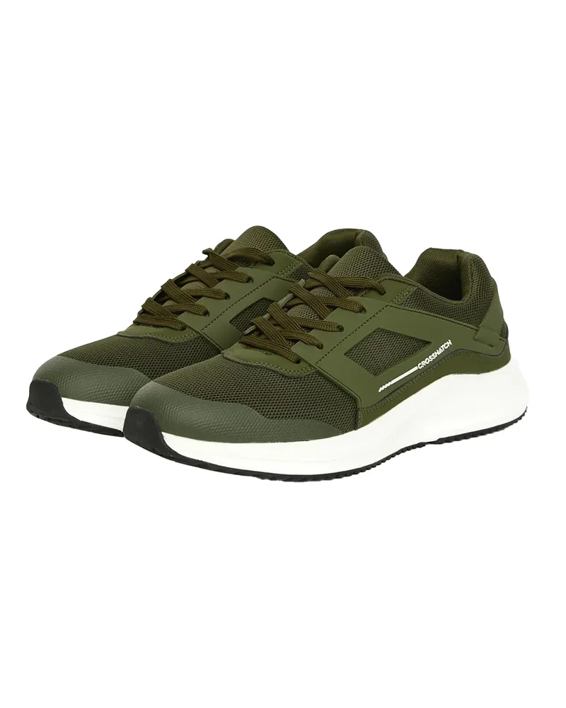 CrossHatch Holywell" Sneaker für Herren, Flyknit (Oliv/Weiß Oliv