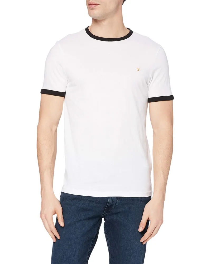 Farah 1920 T-Shirt für Herren, bestickt (Weiß Weiß