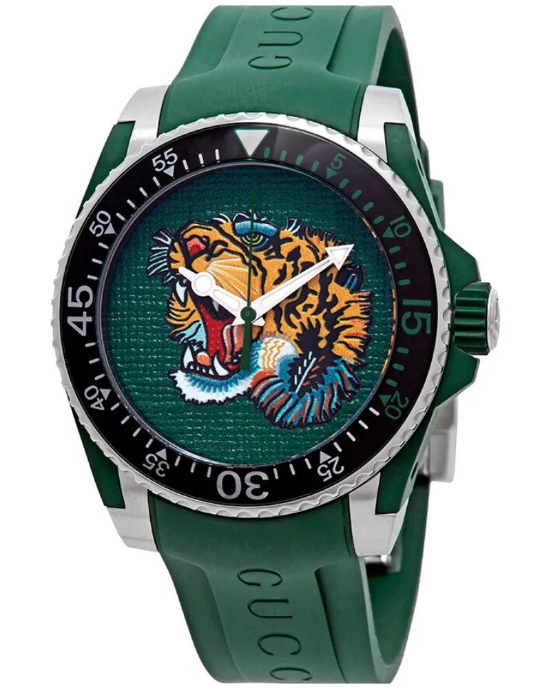 Gucci YA136316 Dive Grün Tiger Kopf Zifferblatt Herrenuhr Grün