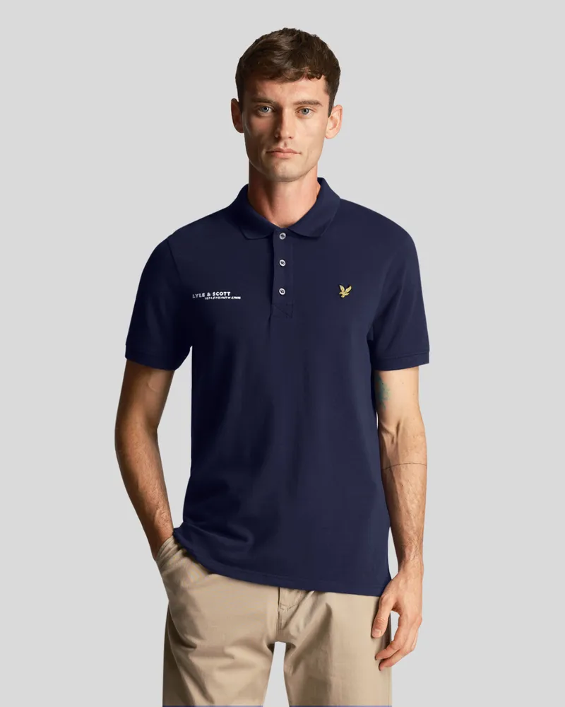 Lyle & Scott Herren-Poloshirt mit Co-Ordinates-Print in Marineblau Marineblau