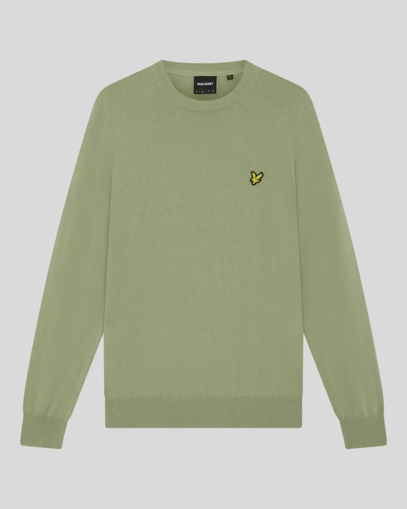 Lyle & Scott Baumwoll-Merino-Rundhalspullover Grün