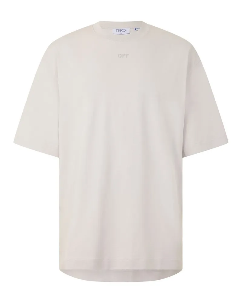 OFF-WHITE Off White - "Brics" T-Shirt für Herren, Baumwolle, Regulär (Helles Steingrau Khaki