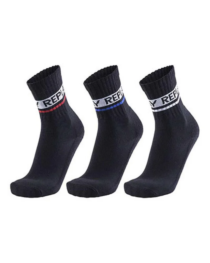Replay Socken für Herren/Damen Unisex - Tennis(3er-Pack) (Schwarz Schwarz
