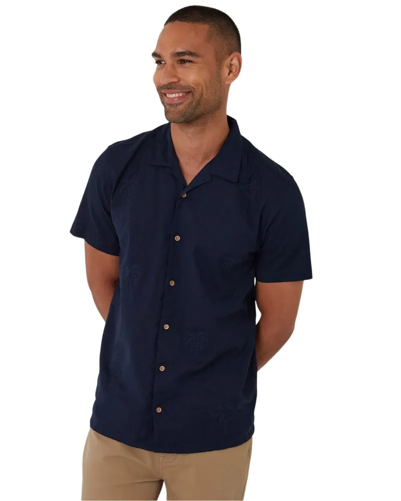Threadbare Hemd für Herren, kurzärmlig (Marine Marineblau