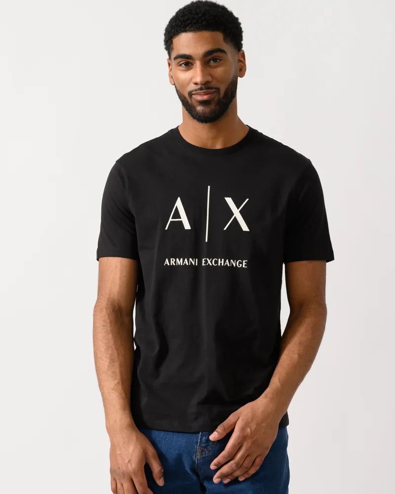 Armani Exchange Slim-Fit-T-Shirt Mit Großem Logo, Schwarz Schwarz