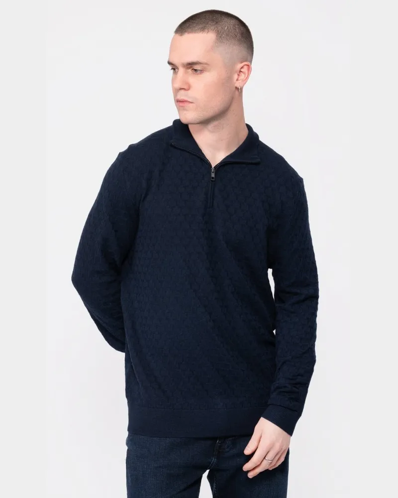 Ted Baker Kurnle Herren Langarm T-Shirt mit Trichterkragen Marineblau