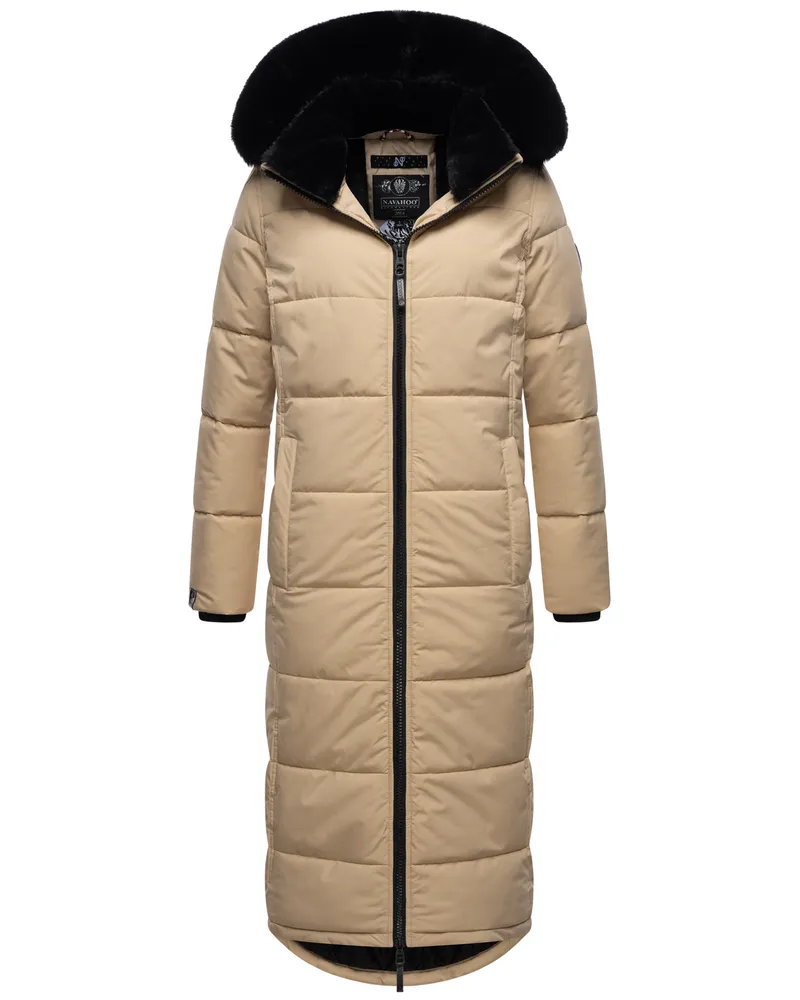 NAVAHOO Damen Winterjacke Knuddelfee – Extra Lang & Kuschelig Warm Beige