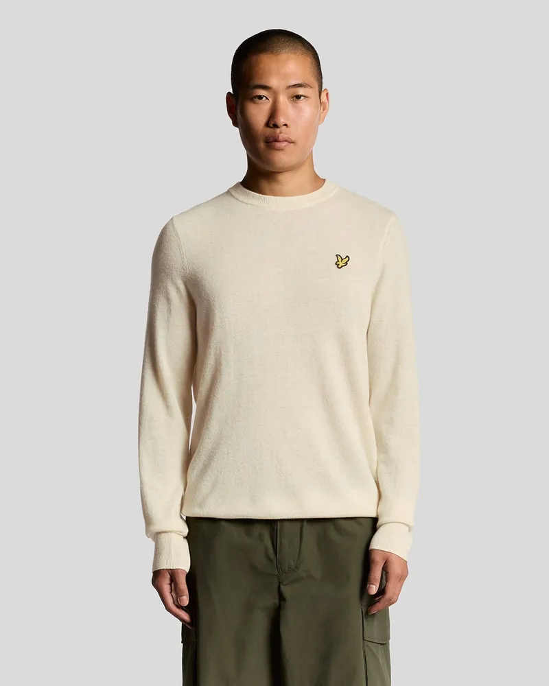 Lyle & Scott Lambswool-Mischung Rundhals-Pullover - Weiß Beige