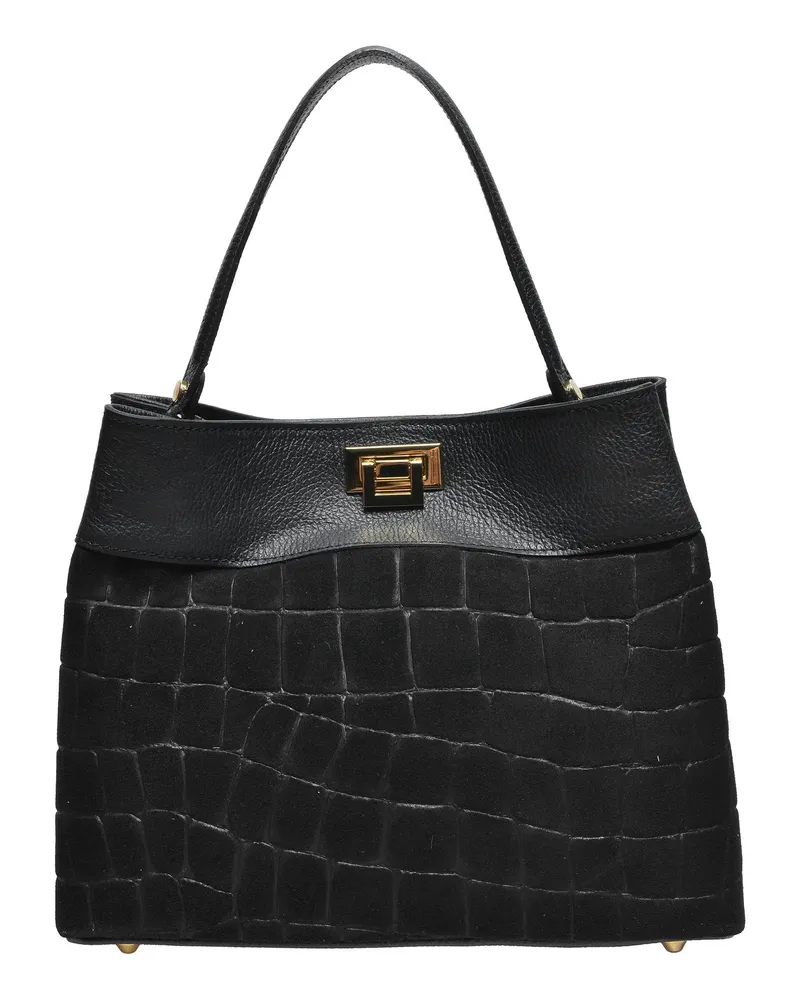 Anna Luchini Schwarz Rindsledertasche Schwarz