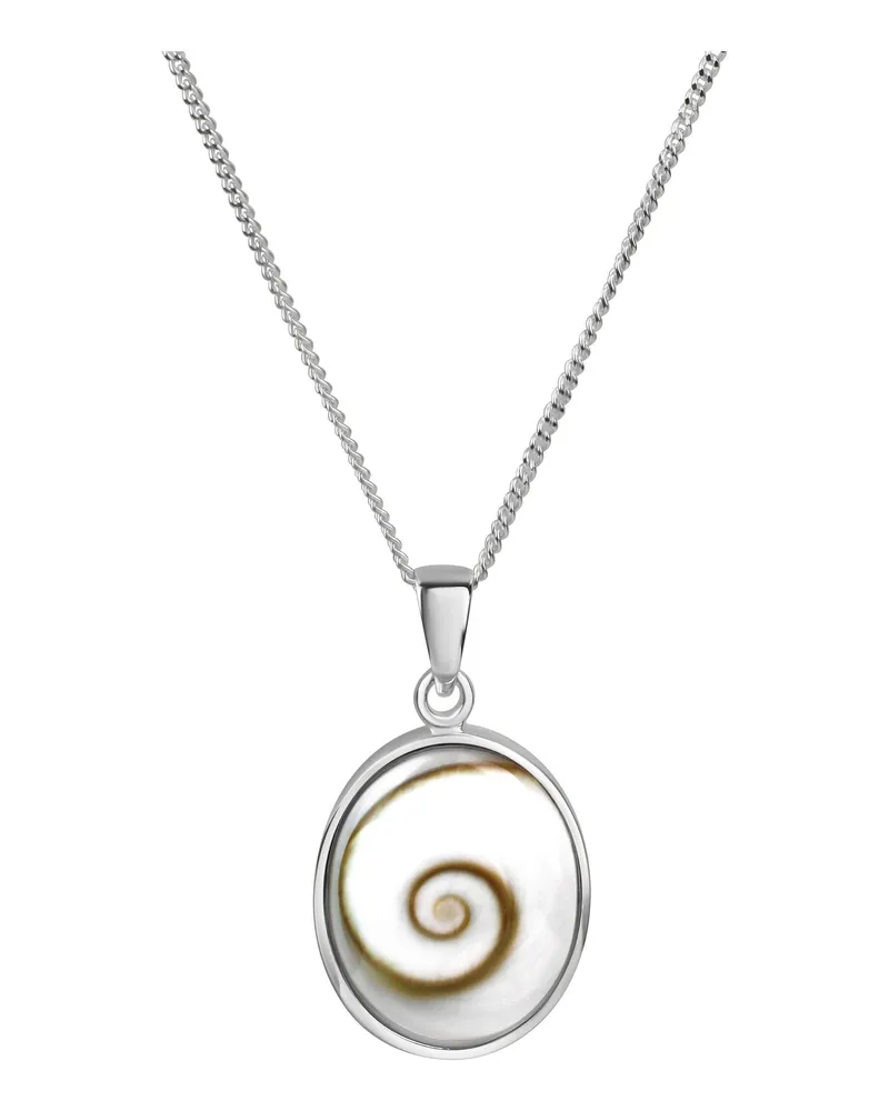 ZEEme Pearls Halskette aus 925er Sterlingsilber, rhodiniert, mit weißer Muschel, 45 cm - Silber Silber