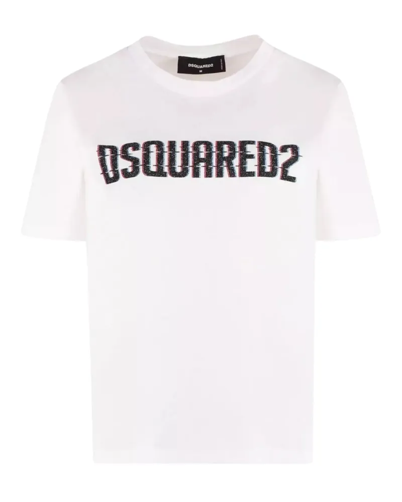 Dsquared2 Logo Print Rundhals-t-shirt, Weiß Weiß