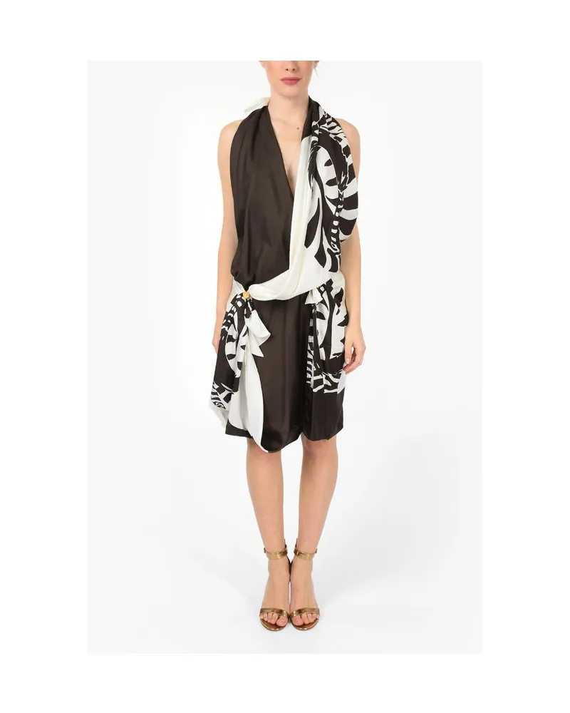 Bottega Veneta Drapiertes ZEBRA Neckholder-Kleid - Braun Braun