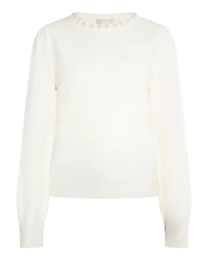 Usha Pullover mit Perlen Damen Wollweiß Wollweiß