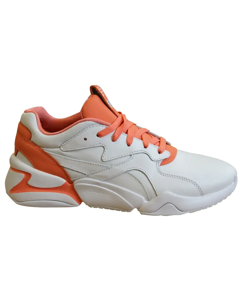 Puma Nova X Pantone 2 Living Coral Leder Schnürung Womens Trainer 371211 01 Weiß