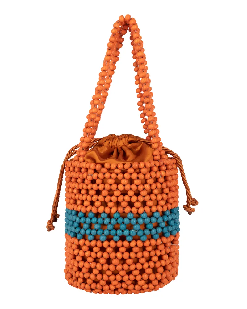 IZIA Bucket Bag aus Perlen, Damen - Orange Orange