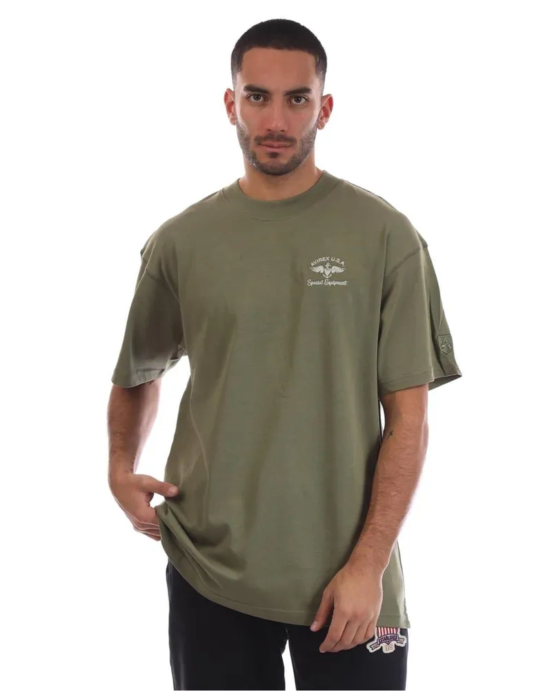 Avirex Crotona" T-Shirt für Herren, Übergroß (Armee-Khaki Dunkelgrün