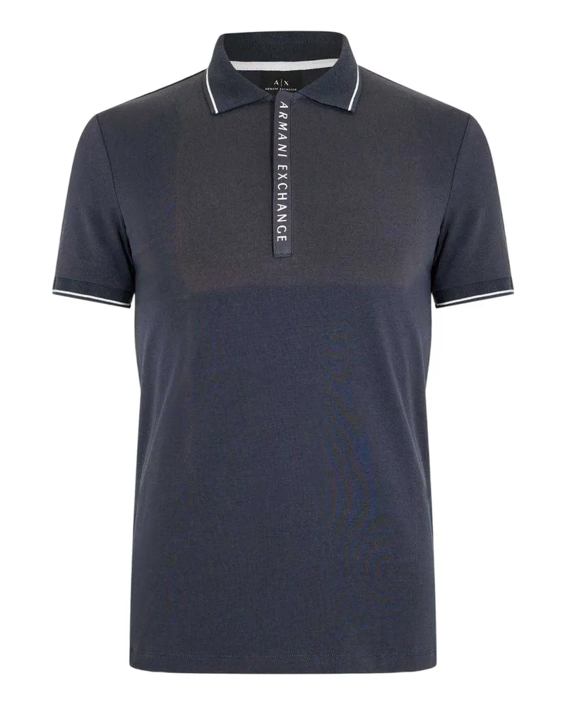 Armani Exchange Poloshirt für Herren, mit kurzem Reißverschluss (Marine Marineblau