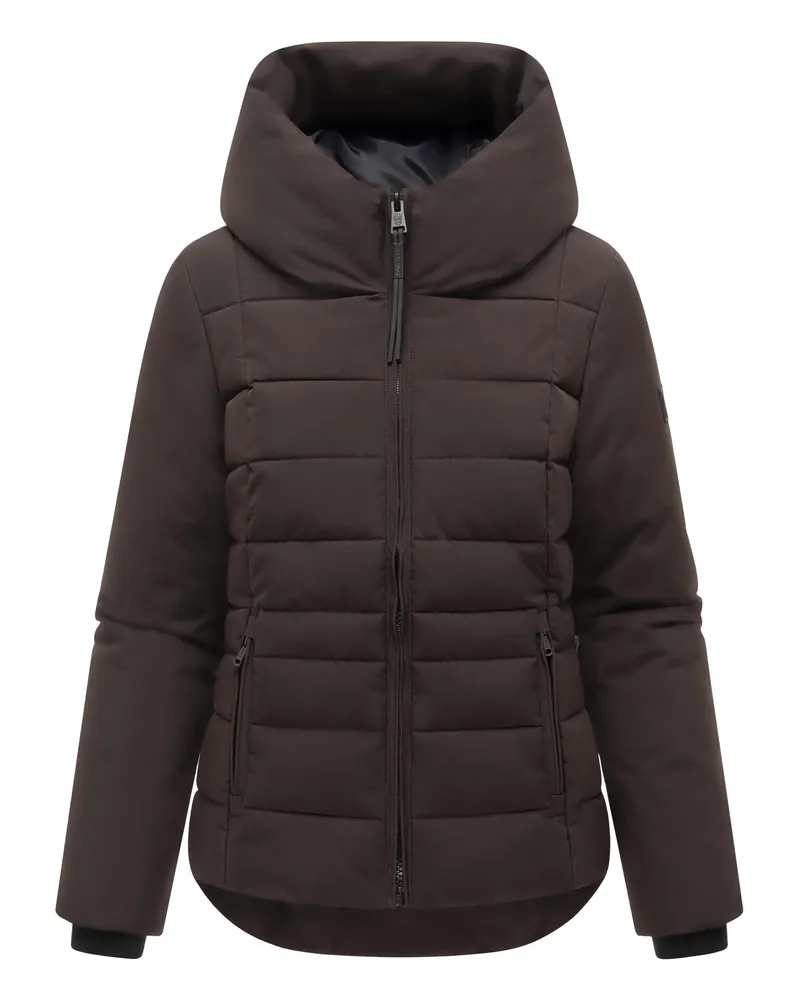 NAVAHOO Damen Steppjacke Stepptänzchen mit Kapuze Braun