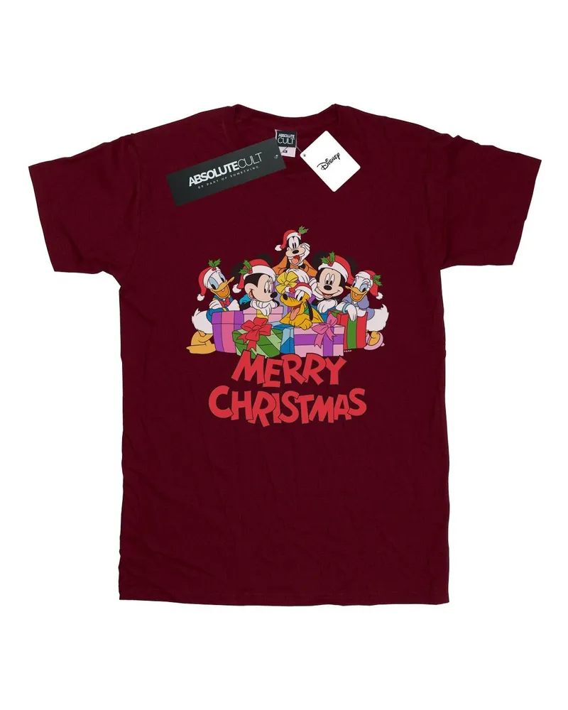 Disney Mickey Mouse and Friends" T-Shirt für Damen (Burgunderrot Bordeaux