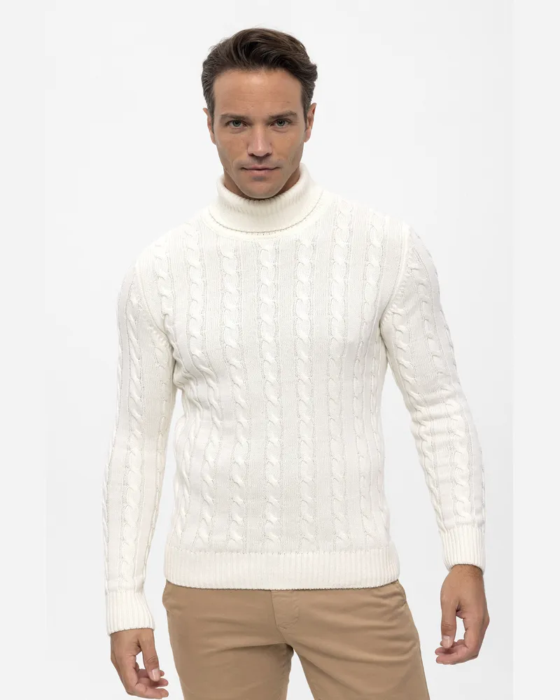 Felix Hardy Pullover Rollkragenpullover Mit Zopfmuster Ecru