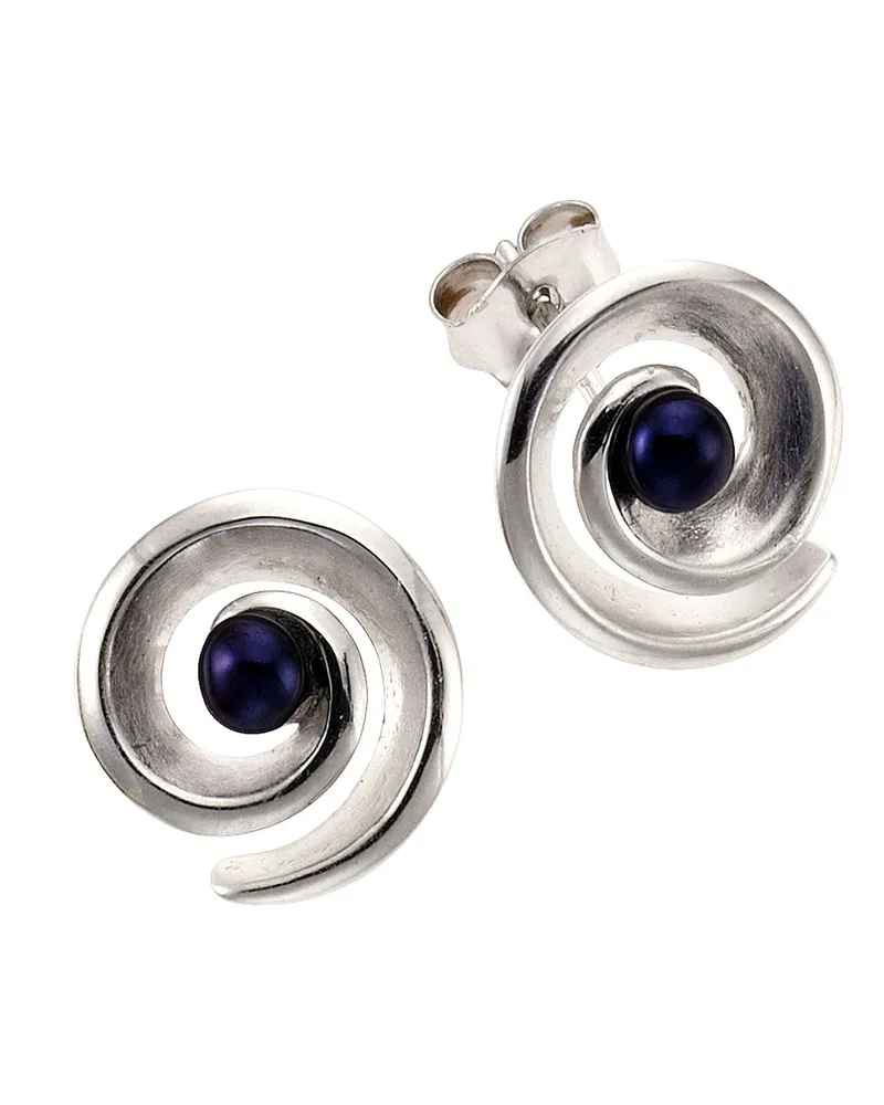 ZEEme Pearls Ohrringe Silber 925 rhodiniert mit 2 schwarzen Perlen Silber