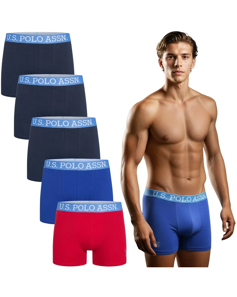 U.S. Polo Assn.  Herren Boxershorts 5er Pack aus Baumwoll-Elasthan Blau