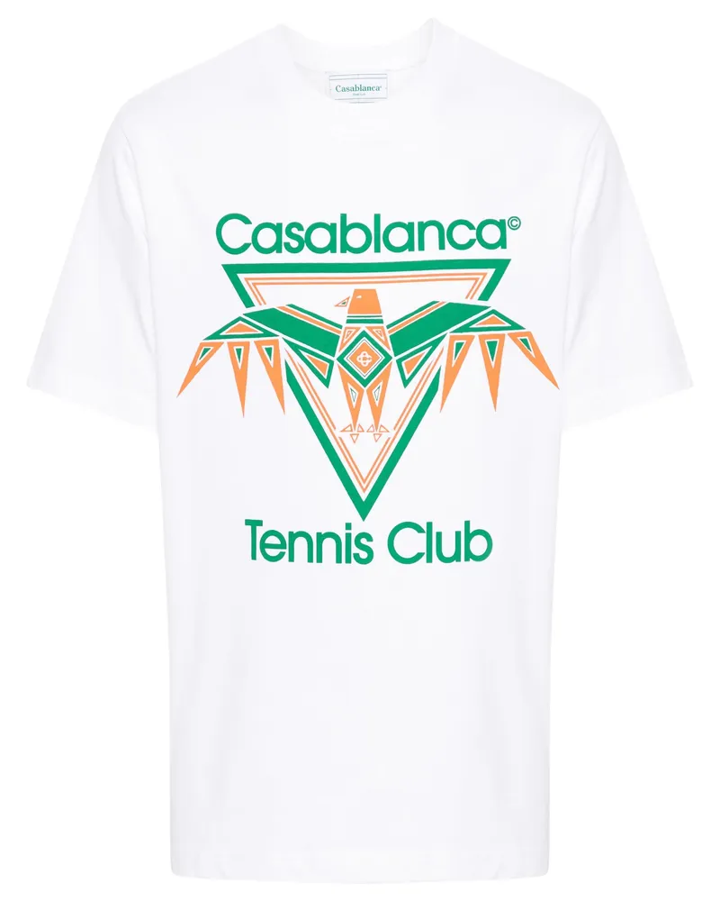 Casablanca Paris Playful Eagle Tennis Club bedrucktes T-Shirt in Weiß Weiß