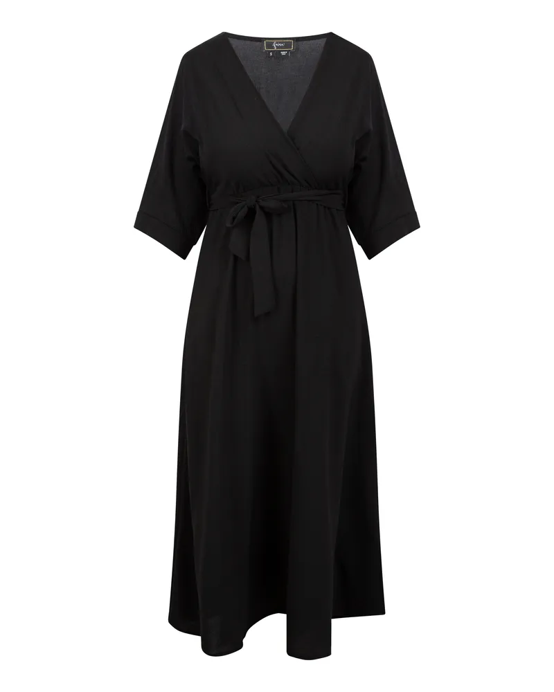 FAINA Midikleid Damen schwarz Schwarz