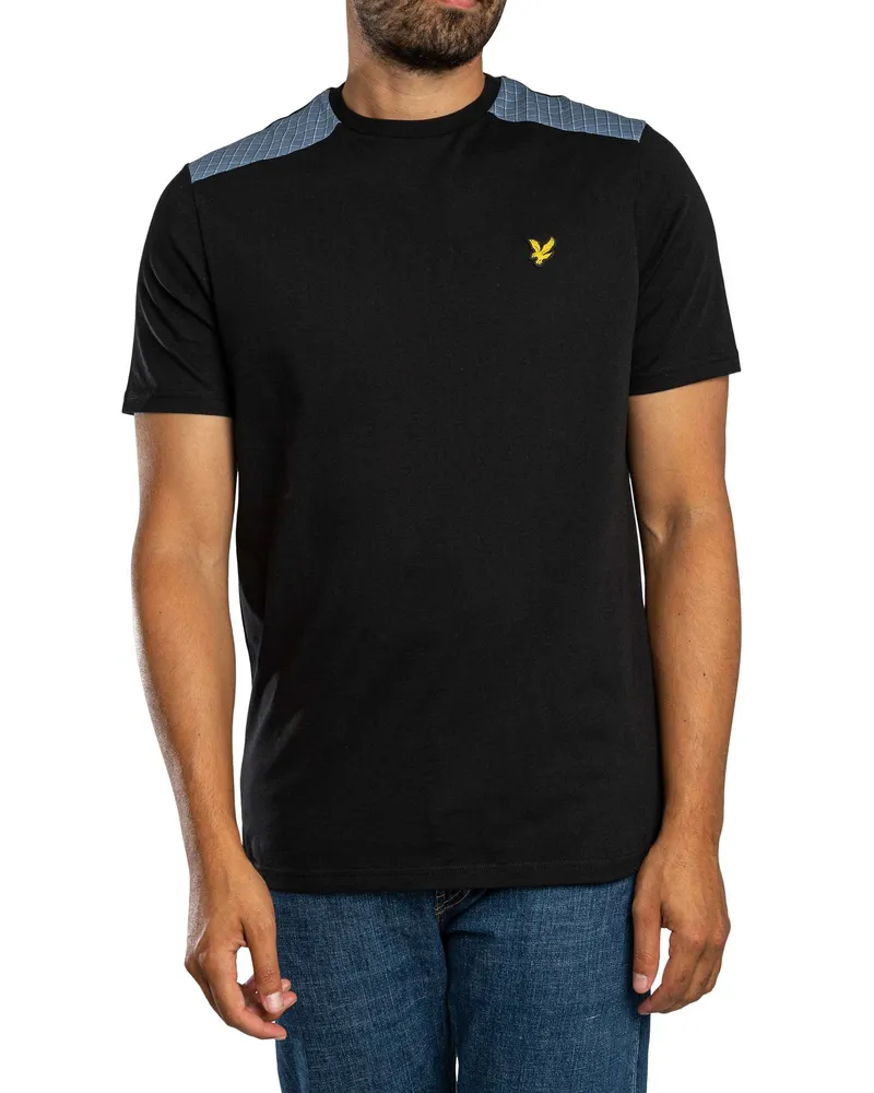 Lyle & Scott Kariertes T-Shirt Mit Einsätzen, Schwarz Schwarz