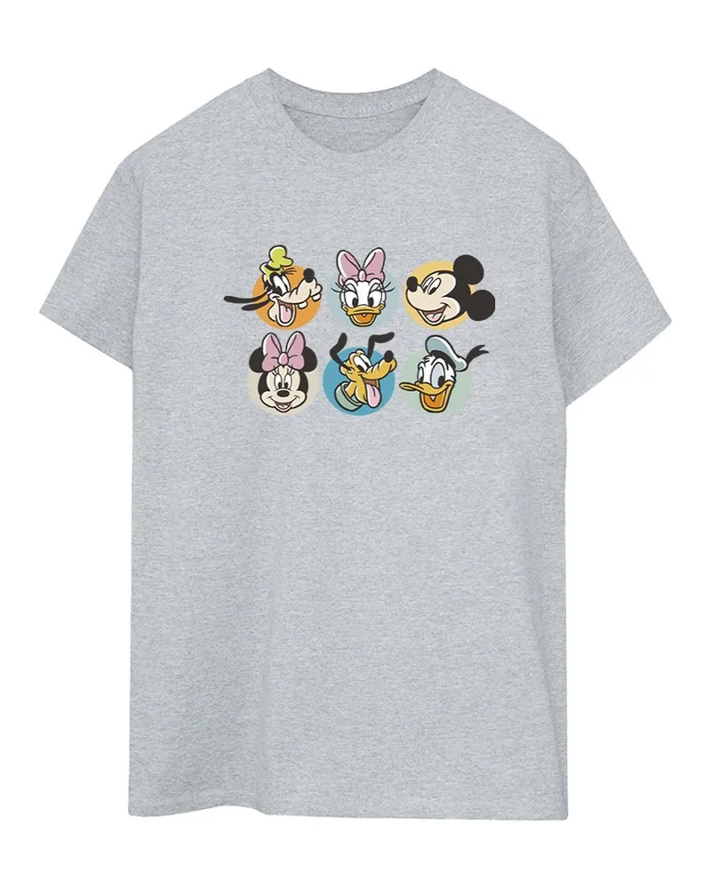 Disney Mickey Mouse And Friends Faces" T-Shirt für Damen (Grau Hellgrau
