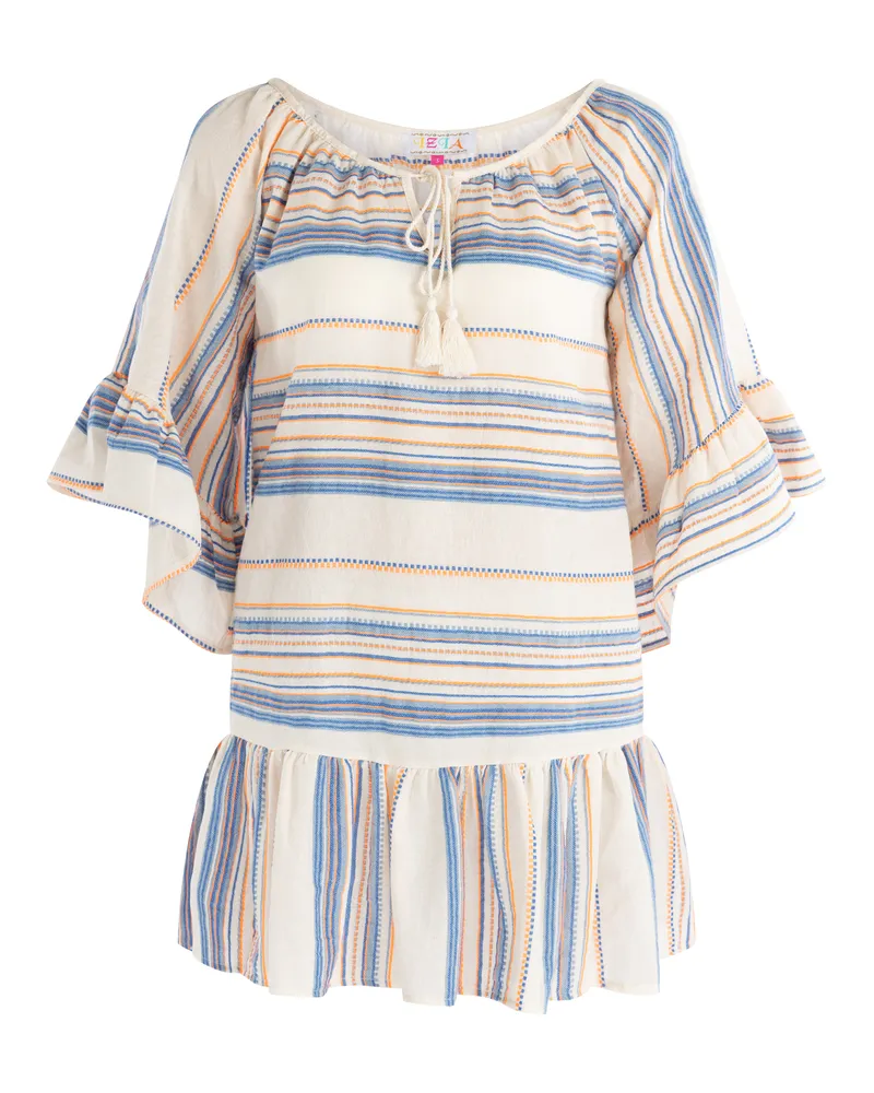 IZIA Minikleid mit Streifen Damen Orange Blau Wollweiss Mehrfarbig